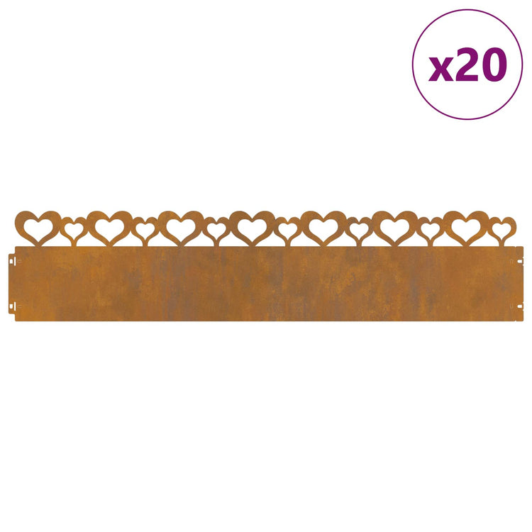 Vidaxl gazonranden 20 st 103 x 0,05 x 22 cm weervast staal