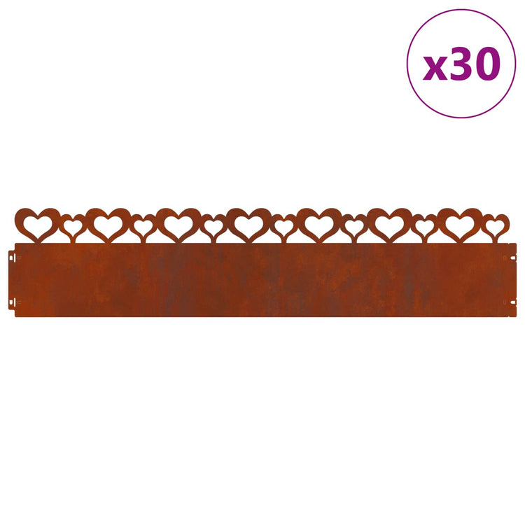 Vidaxl gazonranden 30 st 103 x 0,05 x 22 cm weervast staal