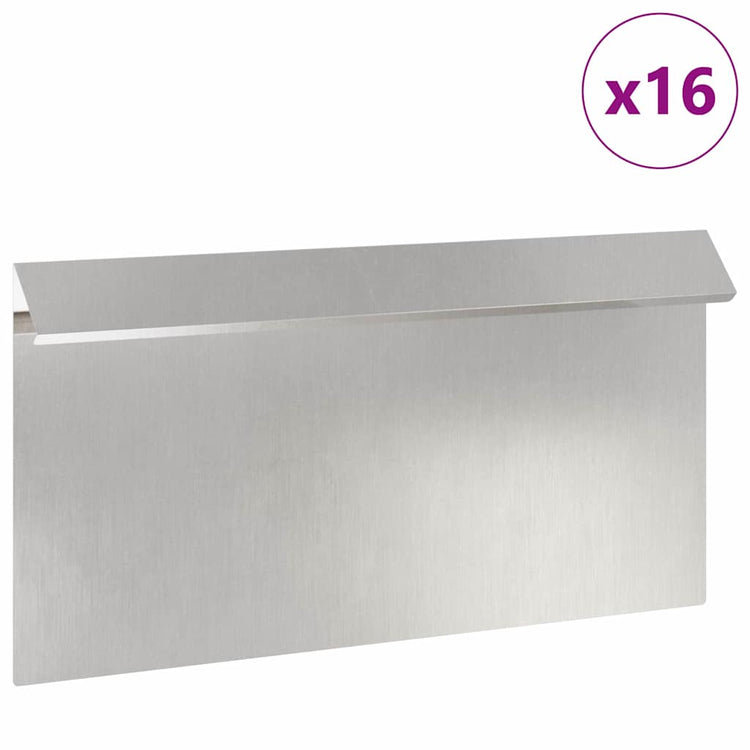Vidaxl slakkenhekje 16 st 50 x 3,5 x 25 cm roestvrij staal zilver