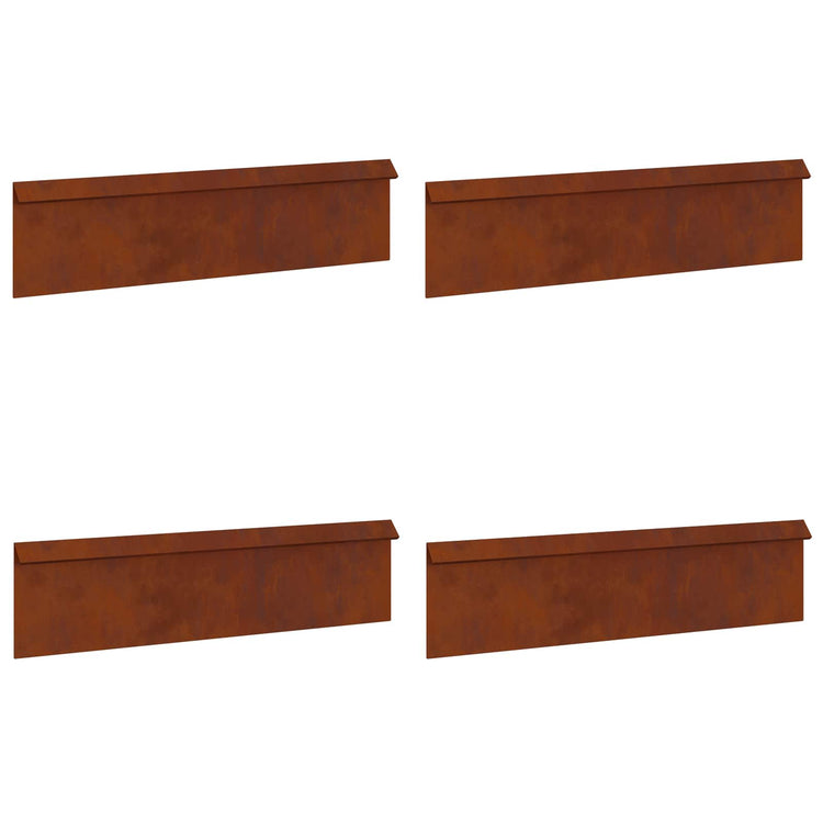 Vidaxl slakkenhekje 4 st 100 x 3,5 x 25 cm weervast staal roestkleurig