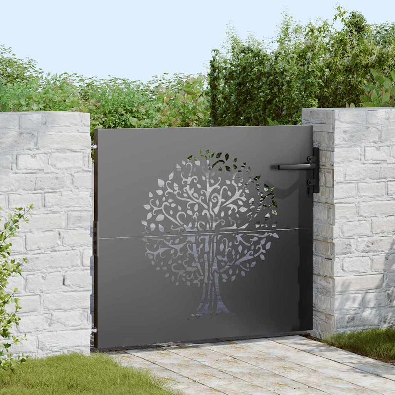 Vidaxl tuinpoort 85 x 100 cm poedergecoat staal zwart vergrendelbaar