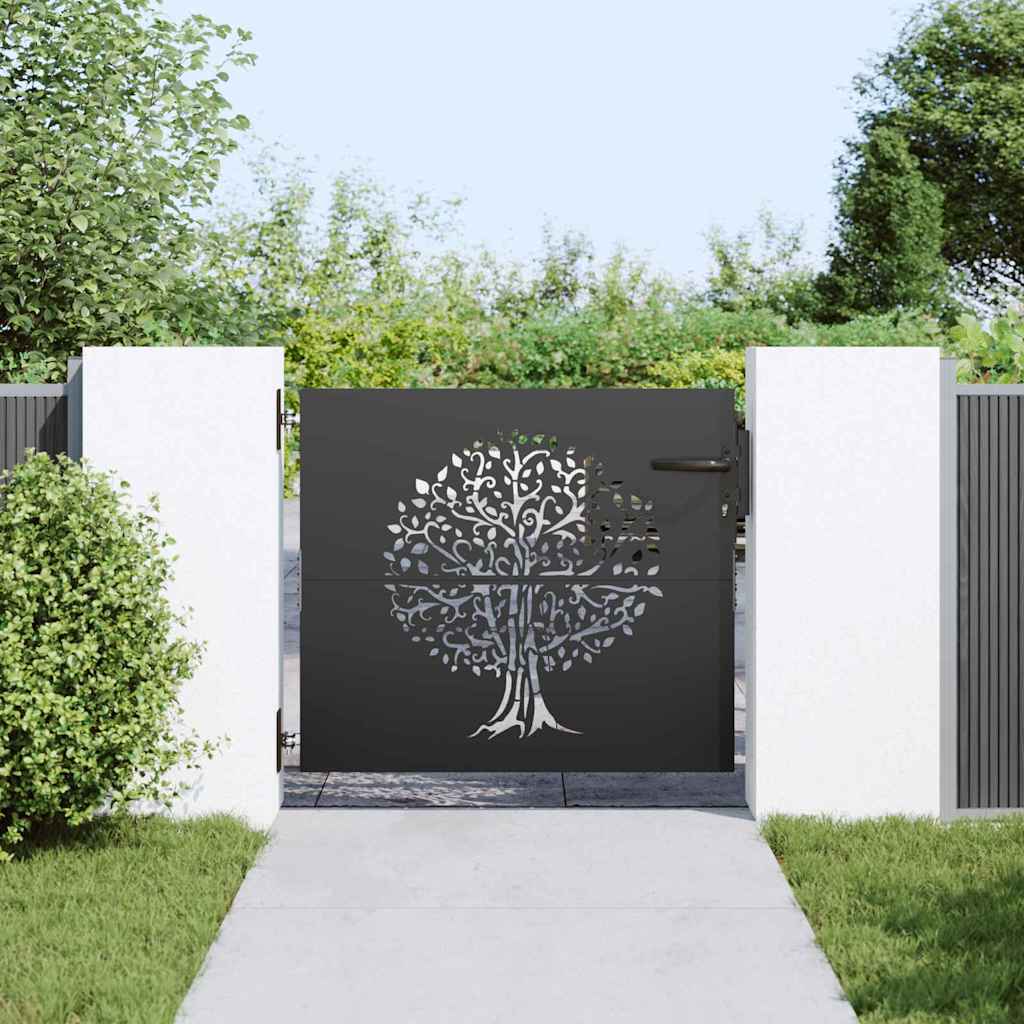 Vidaxl tuinpoort 85 x 100 cm poedergecoat staal zwart vergrendelbaar