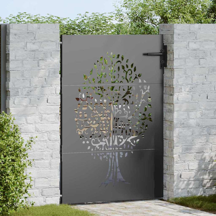 Vidaxl tuinpoort 85 x 125 cm poedergecoat staal zwart vergrendelbaar