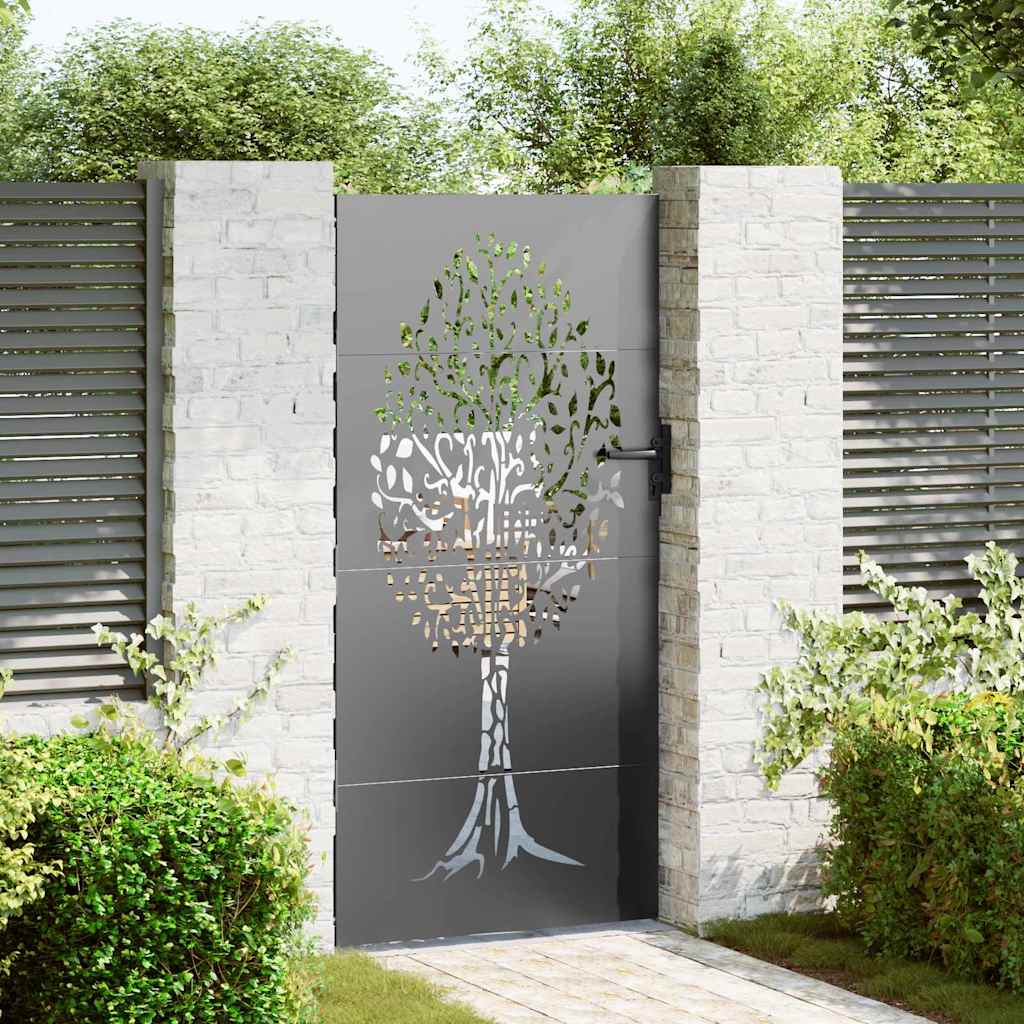 Vidaxl tuinpoort 85 x 200 cm poedergecoat staal zwart vergrendelbaar