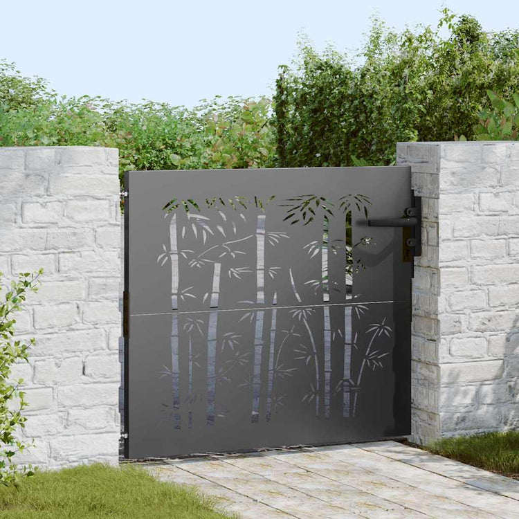 Vidaxl tuinpoort 85 x 100 cm poedergecoat staal zwart vergrendelbaar