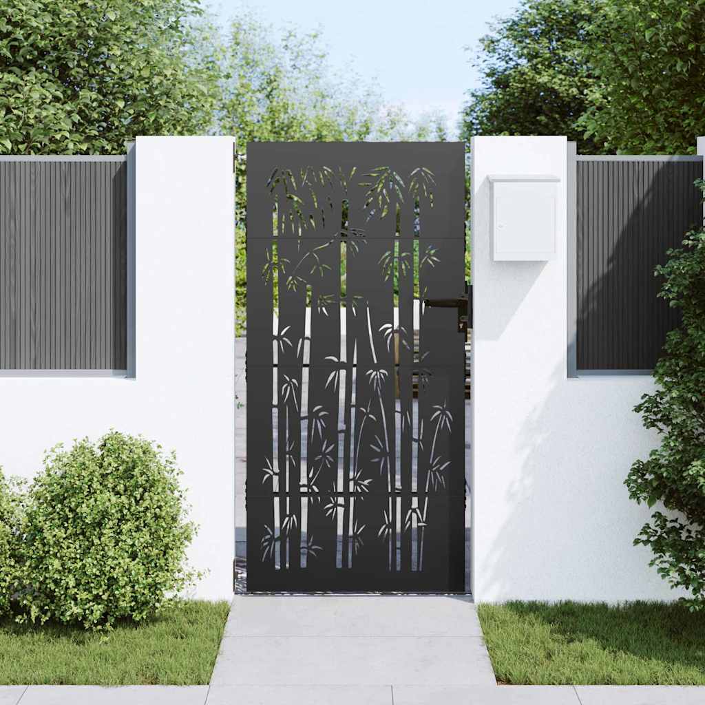 Vidaxl tuinpoort 85 x 175 cm poedergecoat staal zwart vergrendelbaar