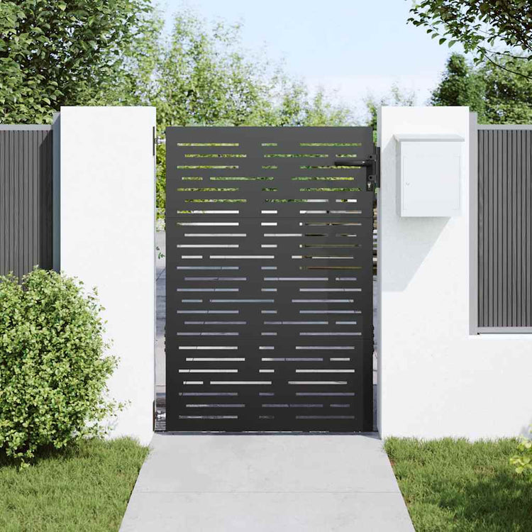 Vidaxl tuinpoort 85 x 125 cm poedergecoat staal zwart vergrendelbaar