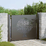 Vidaxl tuinpoort 110 x 105 cm poedergecoat staal zwart vergrendelbaar - afbeelding 1