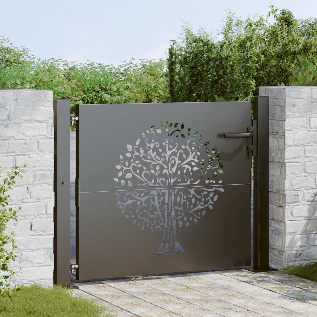 Vidaxl tuinpoort 110 x 105 cm poedergecoat staal zwart vergrendelbaar