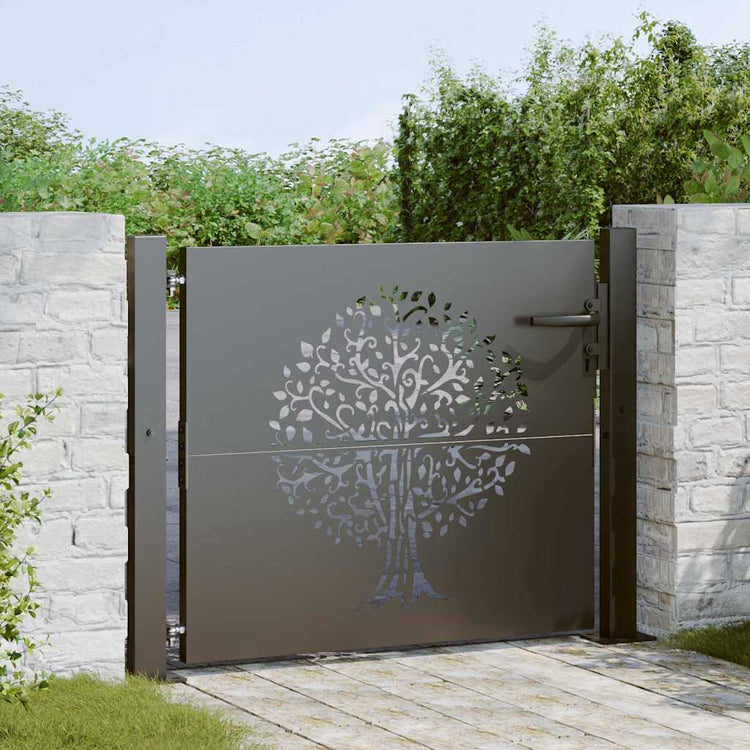 Vidaxl tuinpoort 110 x 105 cm poedergecoat staal zwart vergrendelbaar