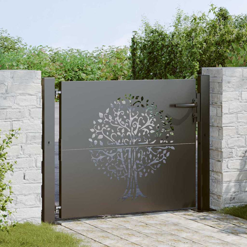 Vidaxl tuinpoort met slot zwart 110 x 105 cm poedergecoat staal