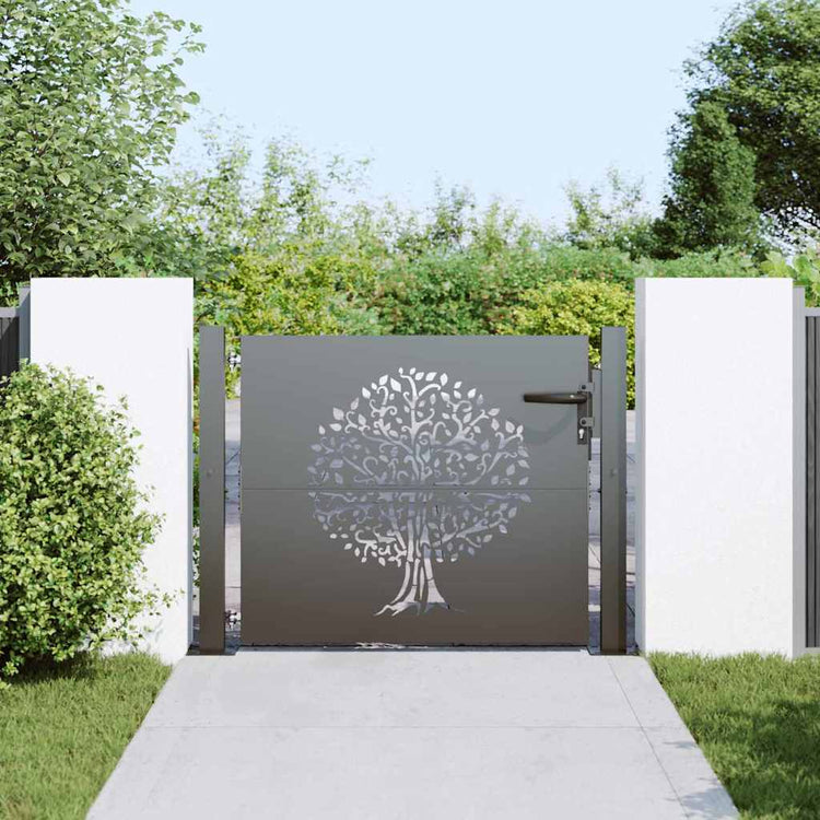 Vidaxl tuinpoort 110 x 105 cm poedergecoat staal zwart vergrendelbaar