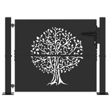 Vidaxl tuinpoort 110 x 105 cm poedergecoat staal zwart vergrendelbaar - afbeelding 2