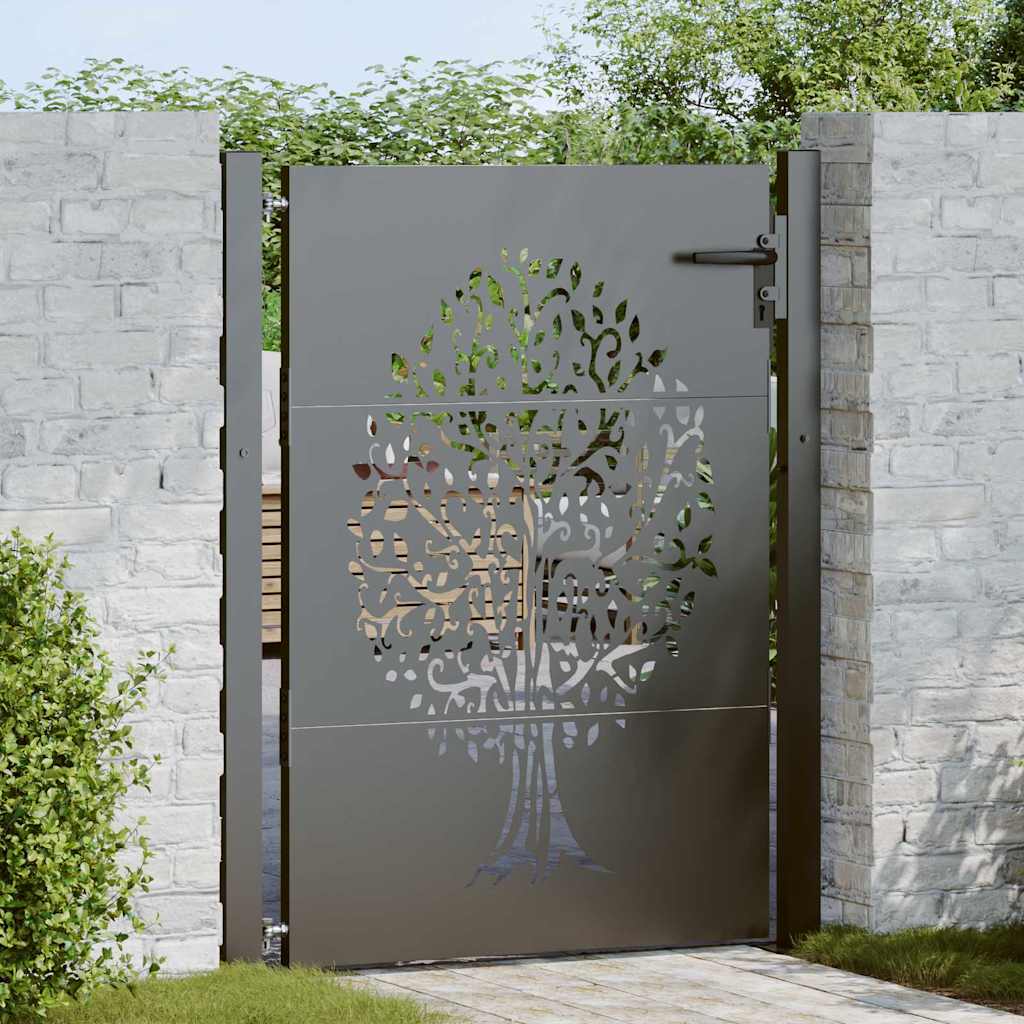 Vidaxl tuinpoort 110 x 130 cm poedergecoat staal zwart vergrendelbaar