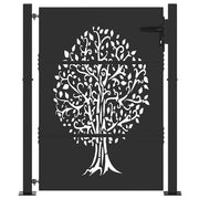 Vidaxl tuinpoort 110 x 130 cm poedergecoat staal zwart vergrendelbaar - afbeelding 2