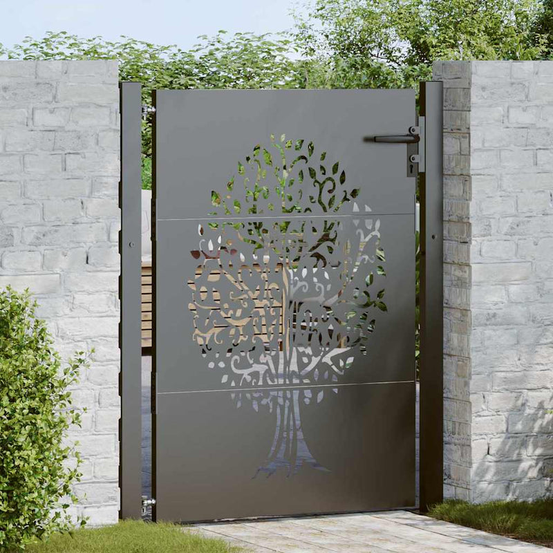 Vidaxl tuinpoort met slot zwart 110 x 155 cm poedergecoat staal