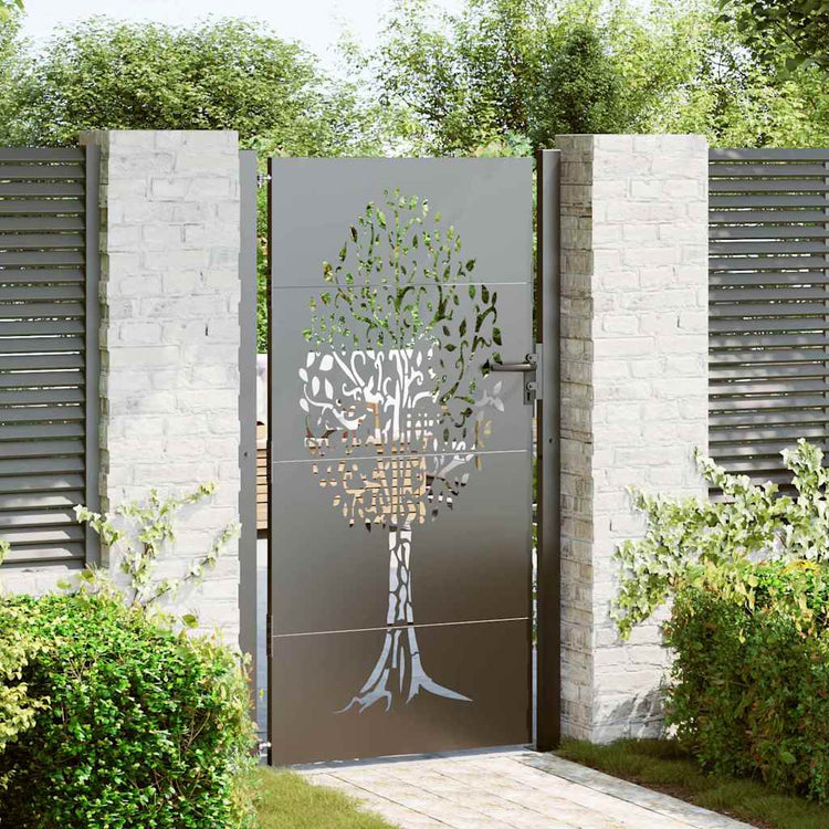 Vidaxl tuinpoort 110 x 180 cm poedergecoat staal zwart vergrendelbaar