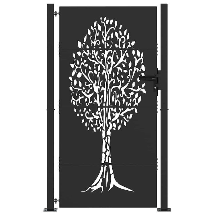 Vidaxl tuinpoort 110 x 180 cm poedergecoat staal zwart vergrendelbaar