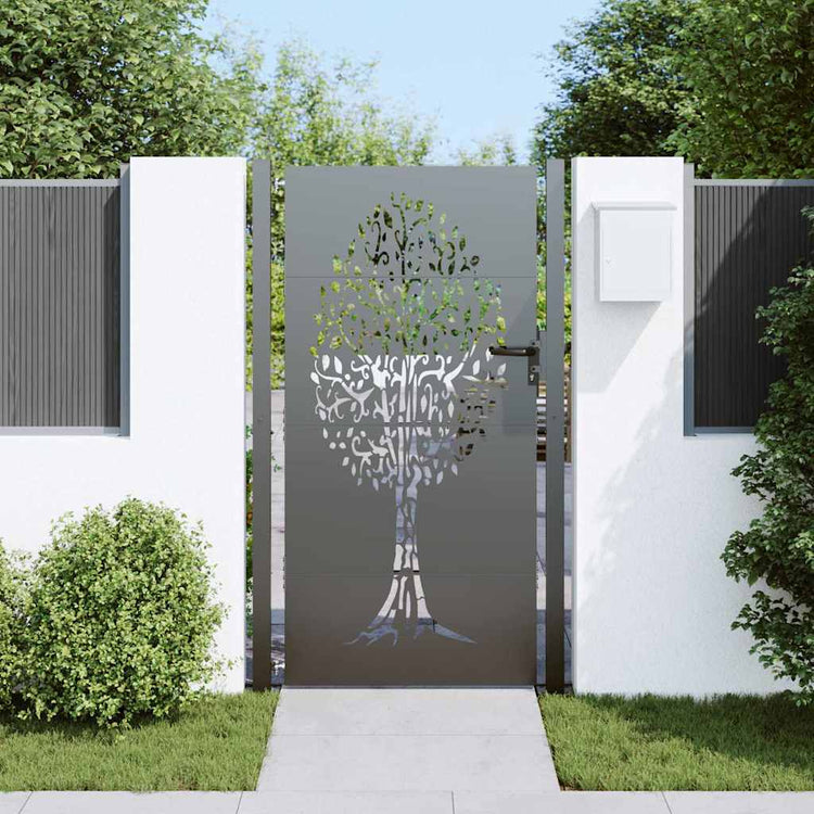 Vidaxl tuinpoort 110 x 205 cm poedergecoat staal zwart vergrendelbaar