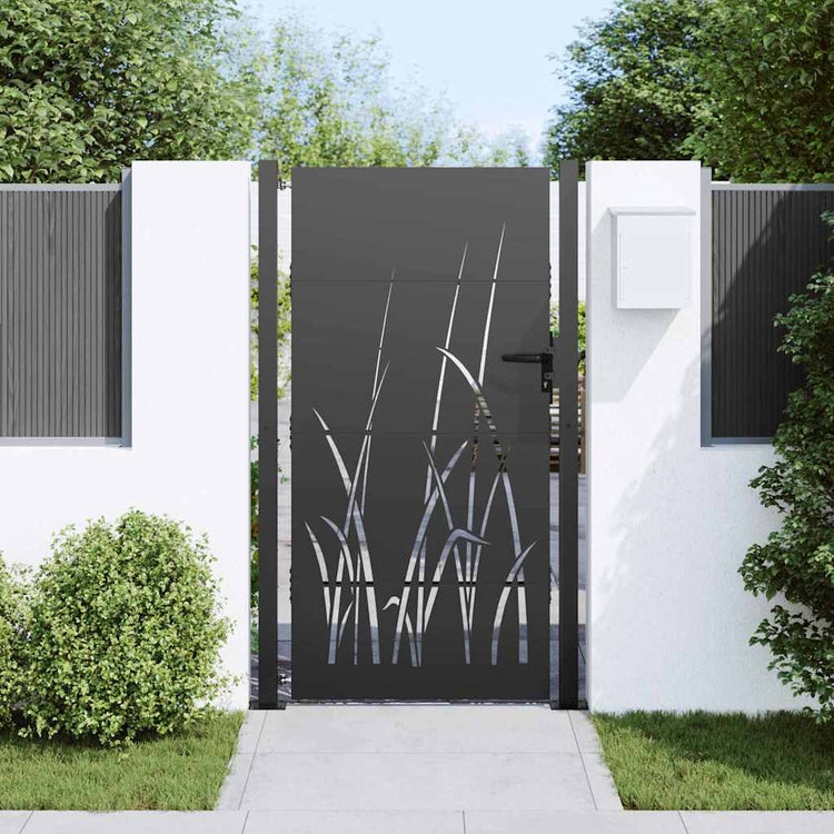 Vidaxl tuinpoort 110 x 180 cm poedergecoat staal zwart vergrendelbaar