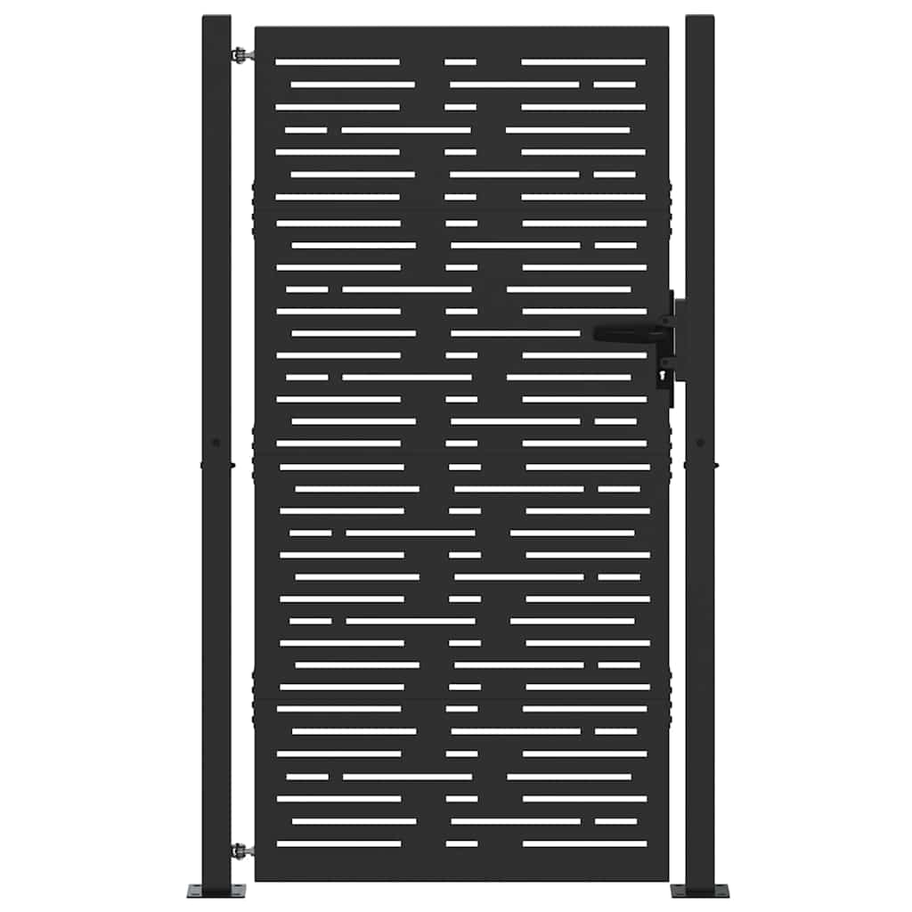 Vidaxl tuinpoort met slot zwart 110 x 180 cm gepoedercoat staal