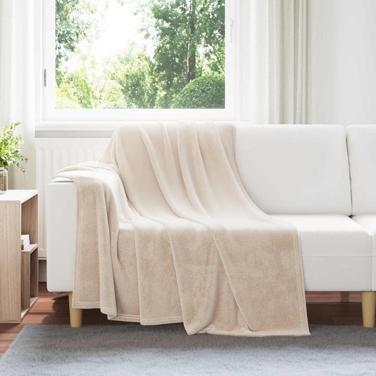Vidaxl gooi deken beige 150 x 200 cm fleece