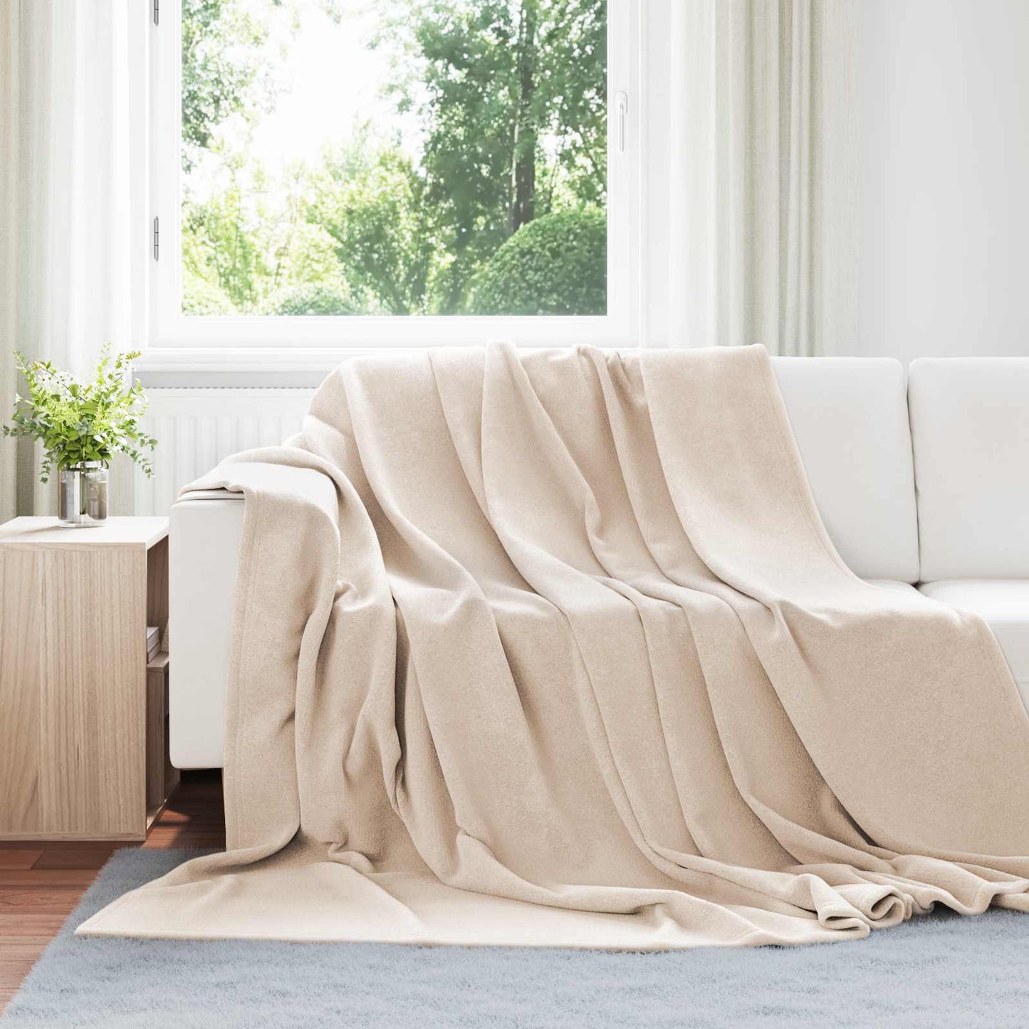 Vidaxl gooi deken beige 240 x 270 cm fleece
