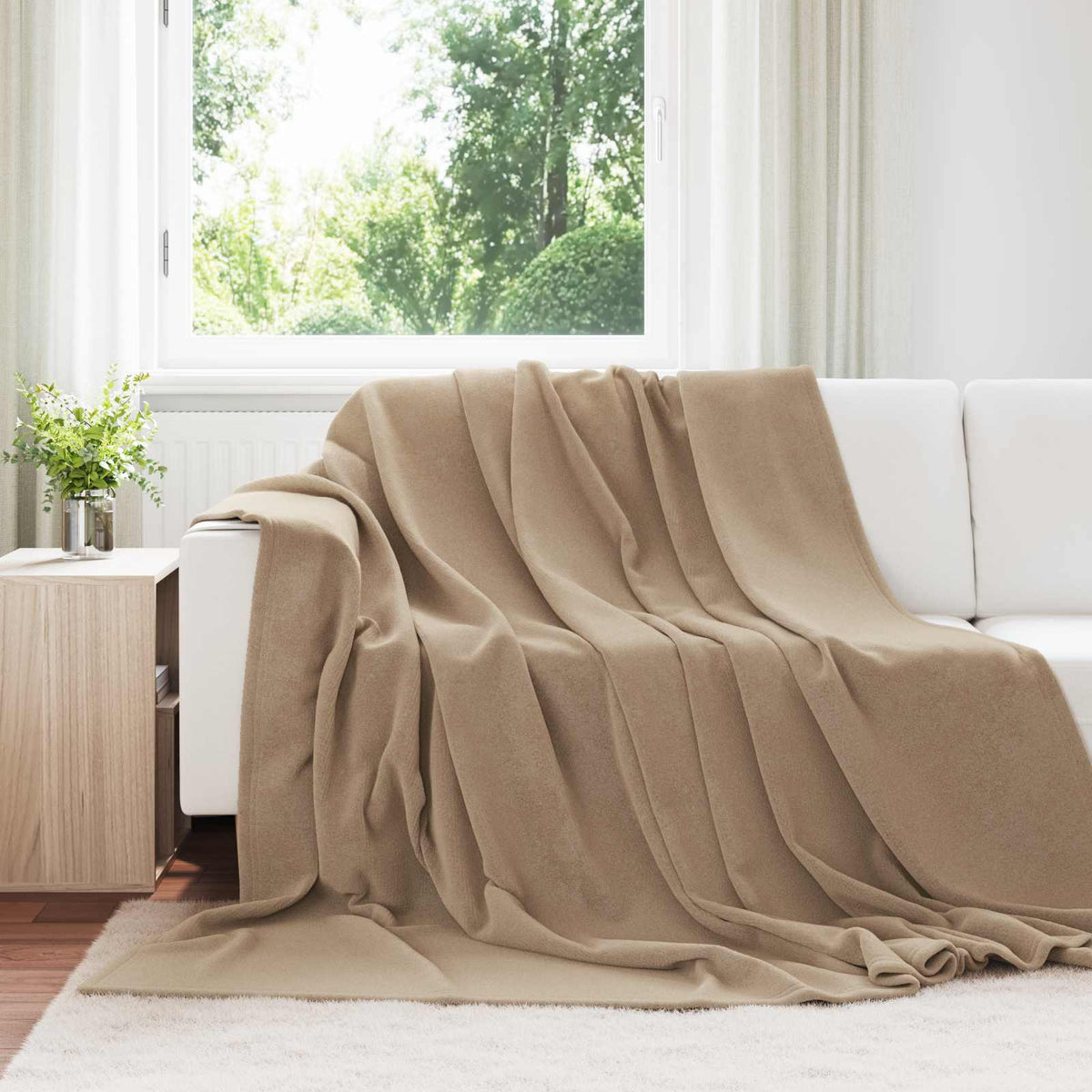 Vidaxl gooi deken kameel 220 x 240 cm fleece