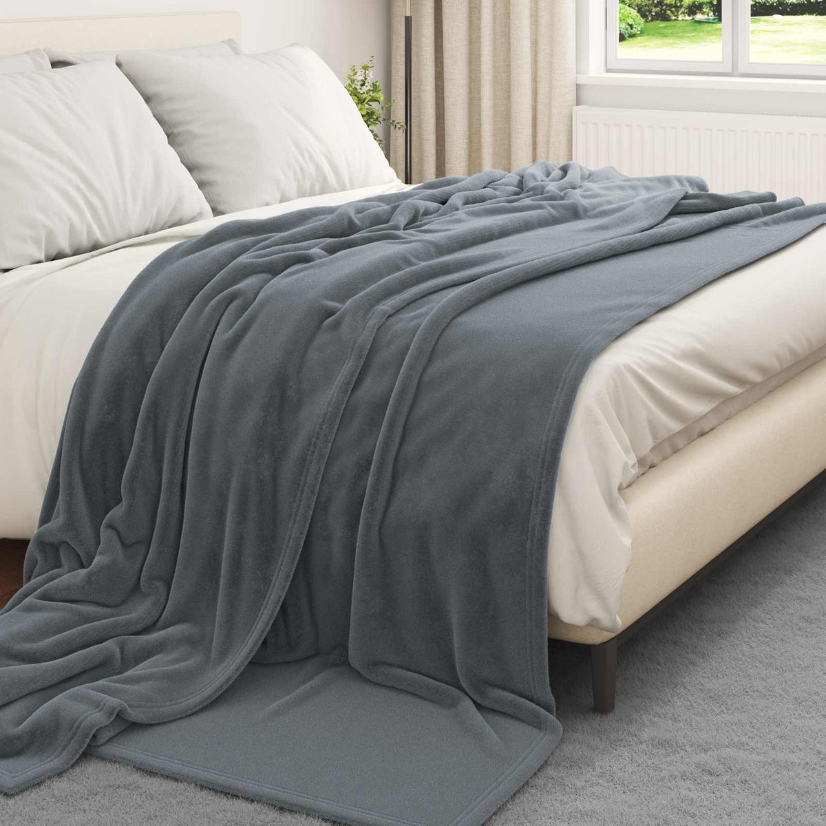 Vidaxl gooi deken donkergrijs 220 x 240 cm fleece