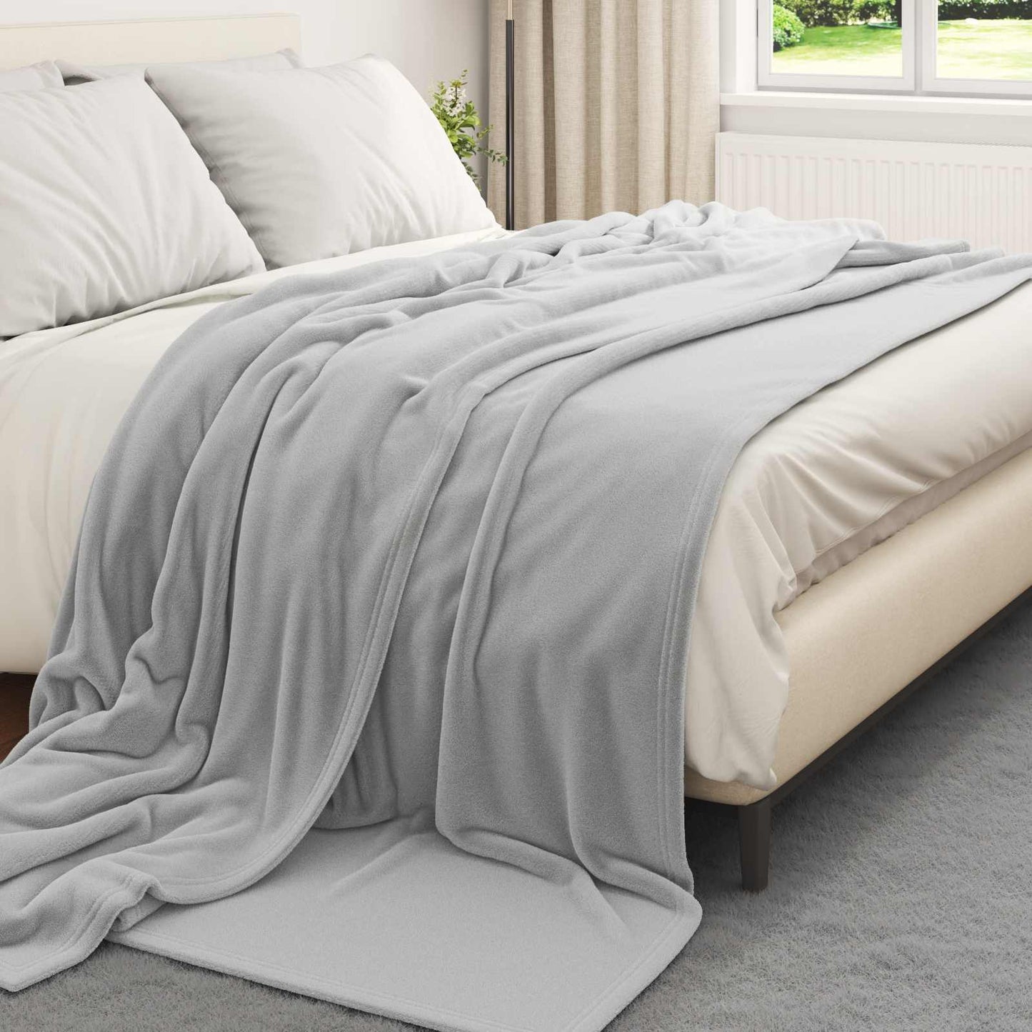 Vidaxl gooi deken grijs 240 x 270 cm fleece