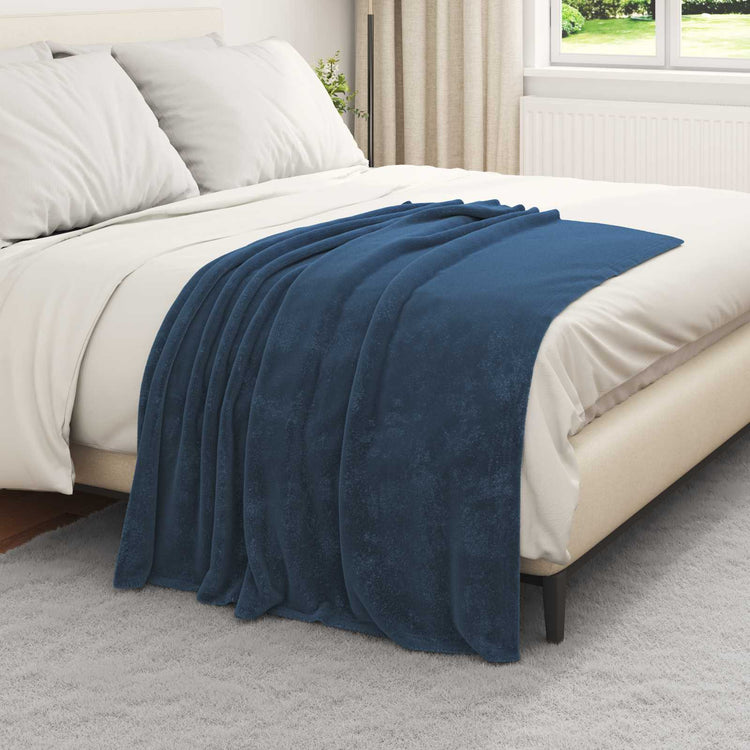 Vidaxl plaid marineblauw 130 x 150 cm 0.51 kg fleece