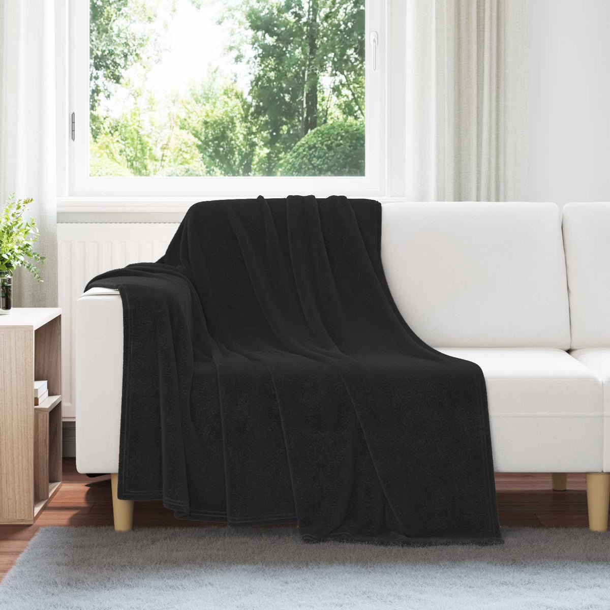 Vidaxl gooi deken zwart 150 x 200 cm fleece