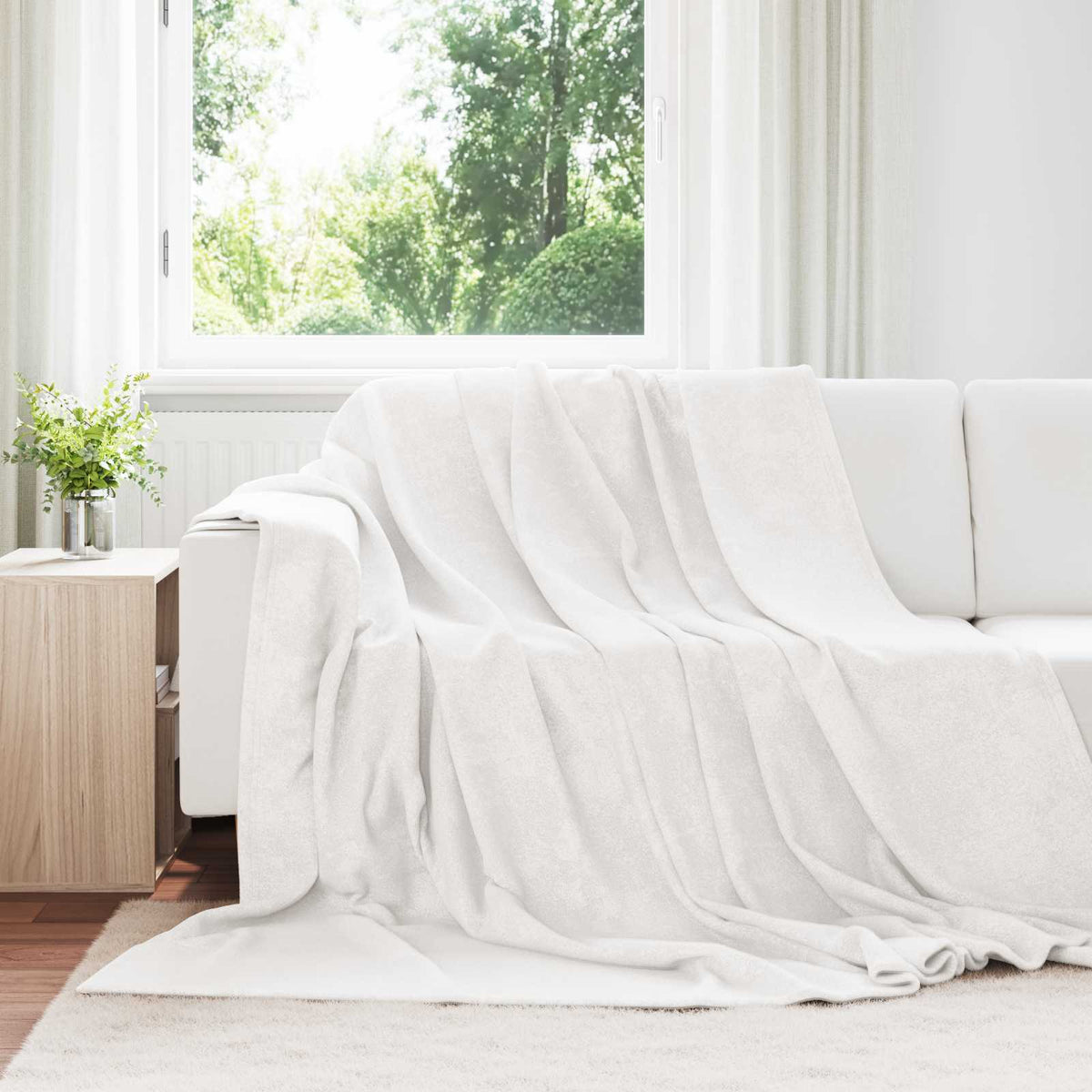 Vidaxl gooi deken wit 240 x 270 cm fleece