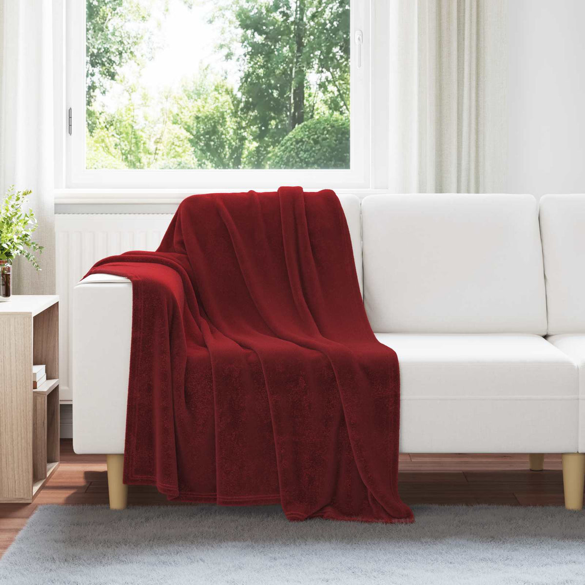 Vidaxl plaid bordeaux rood 130 x 150 cm 0.51 kg fleece