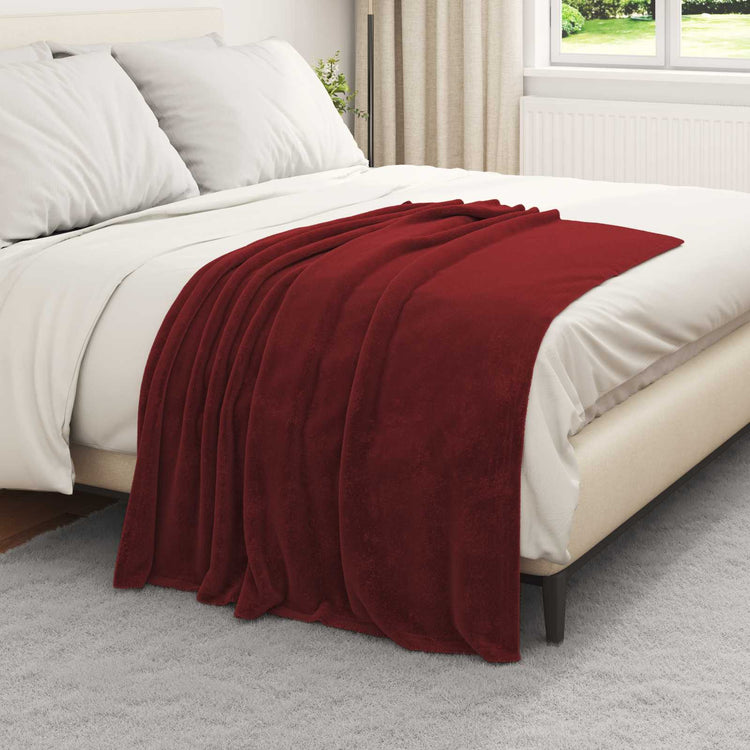 Vidaxl plaid bordeaux rood 130 x 150 cm 0.51 kg fleece