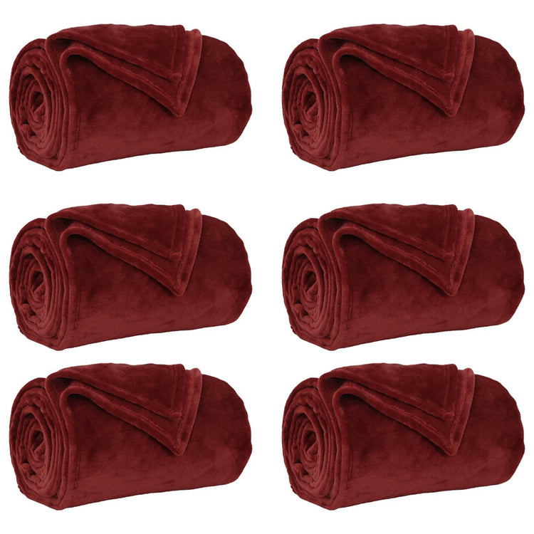 Vidaxl kleden 6 st bordeaux rood 220 x 240 cm 8.24 kg fleece