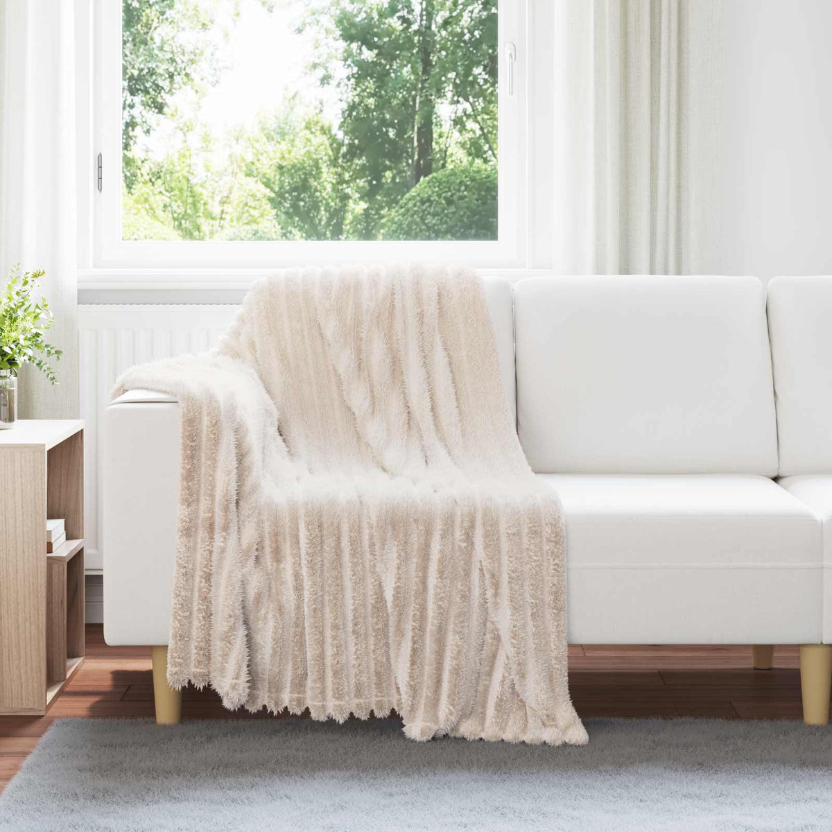 Vidaxl gooi deken beige 150 x 130 cm fleece