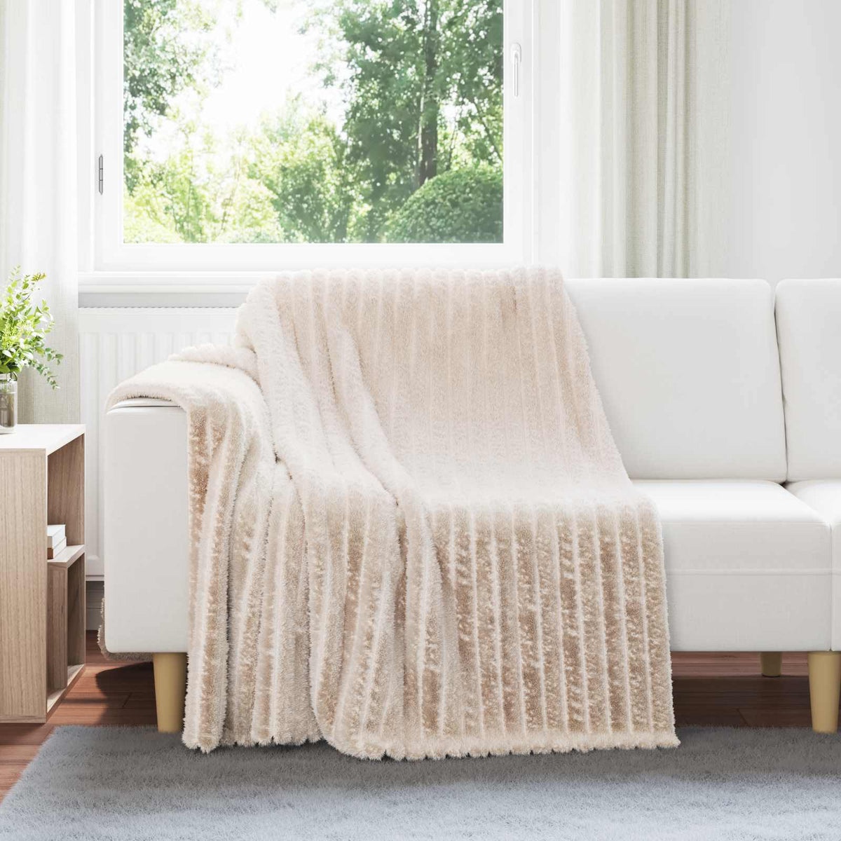 Vidaxl gooi deken beige 200 x 150 cm fleece