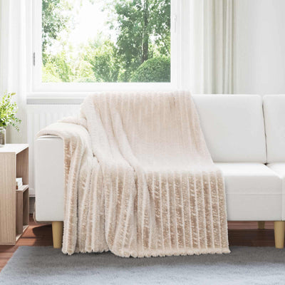 Vidaxl gooi deken beige 200 x 150 cm fleece