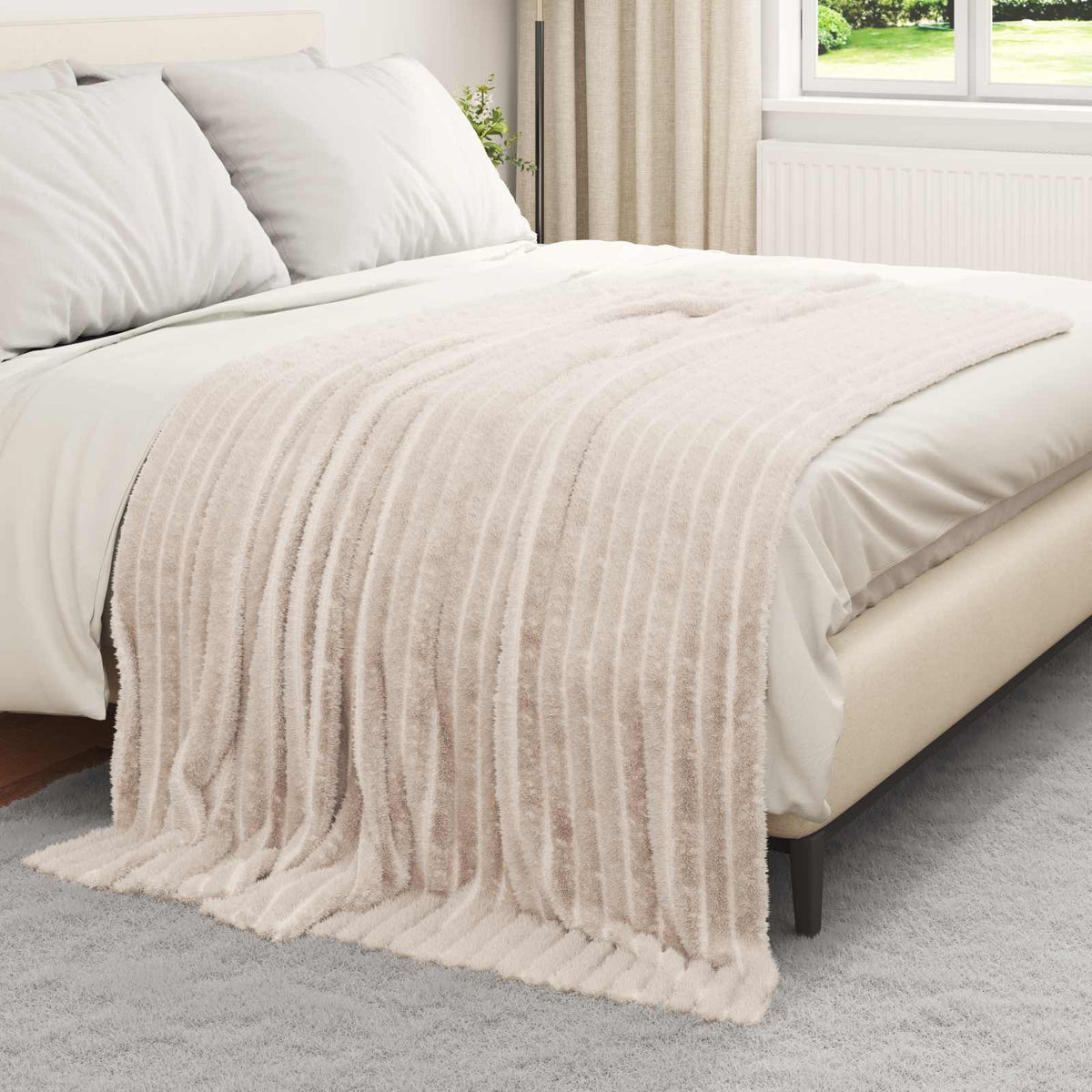 Vidaxl gooi deken beige 200 x 150 cm fleece