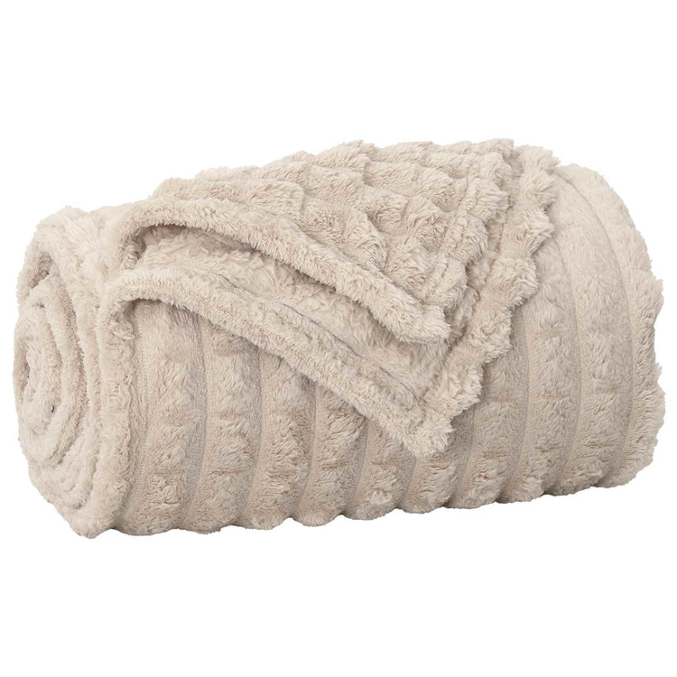 Vidaxl gooi deken beige 240 x 220 cm fleece
