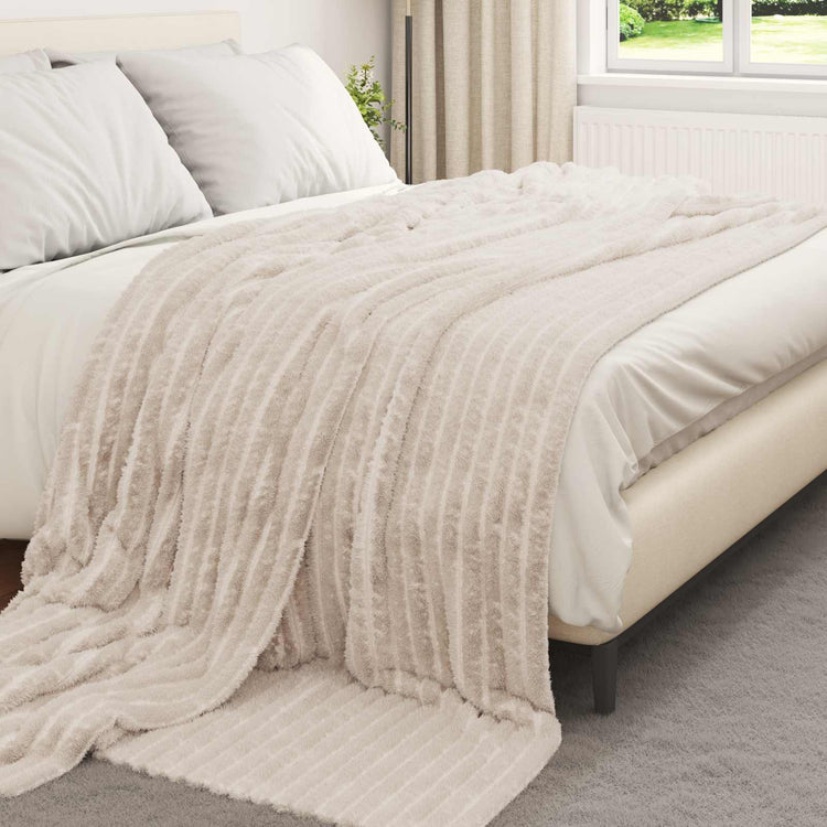 Vidaxl gooi deken beige 270 x 240 cm fleece