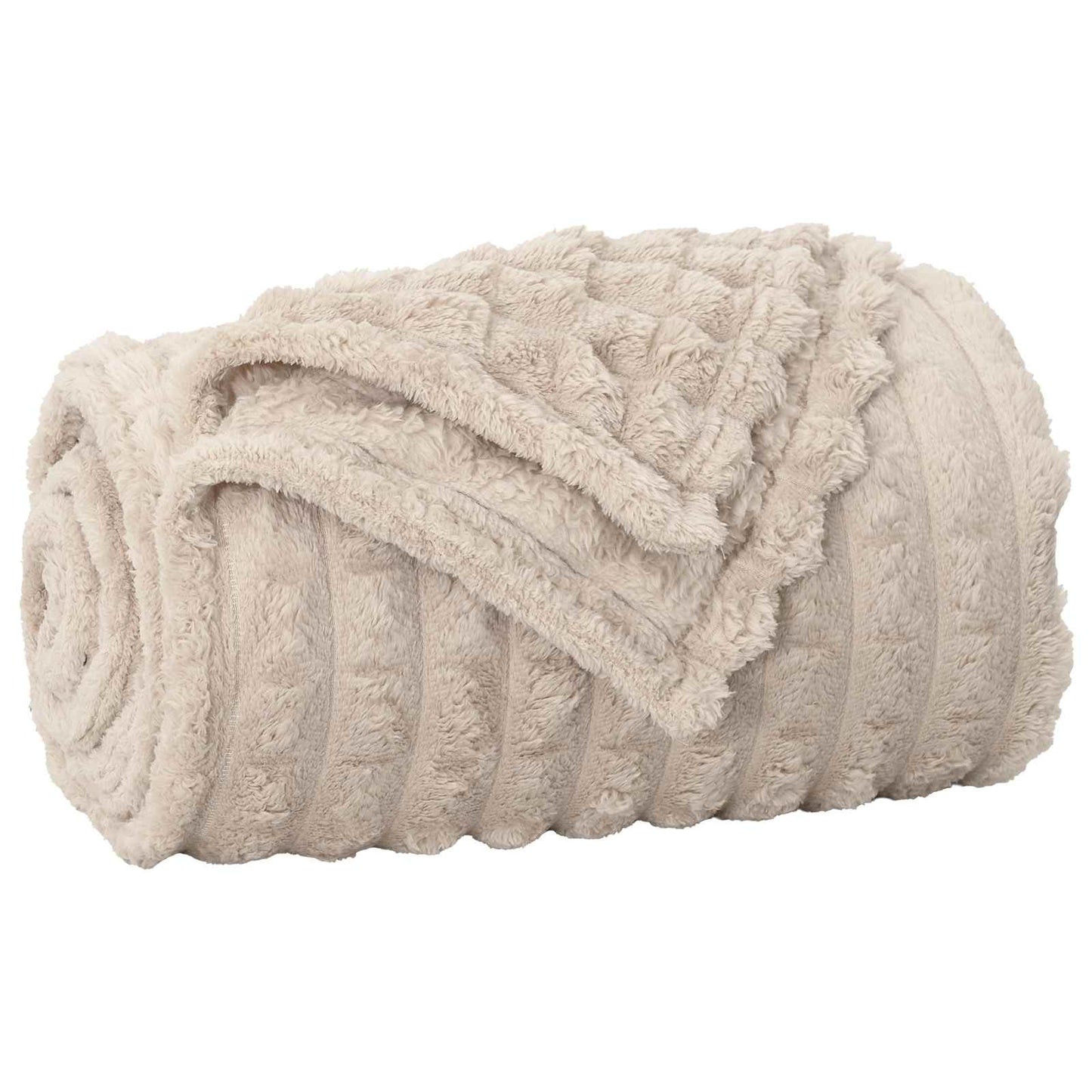 Vidaxl gooi deken beige 270 x 240 cm fleece