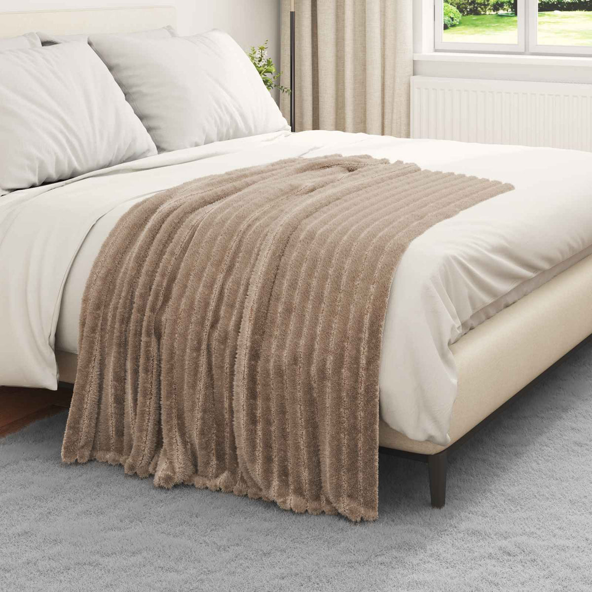Vidaxl gooi deken kameel 150 x 130 cm fleece