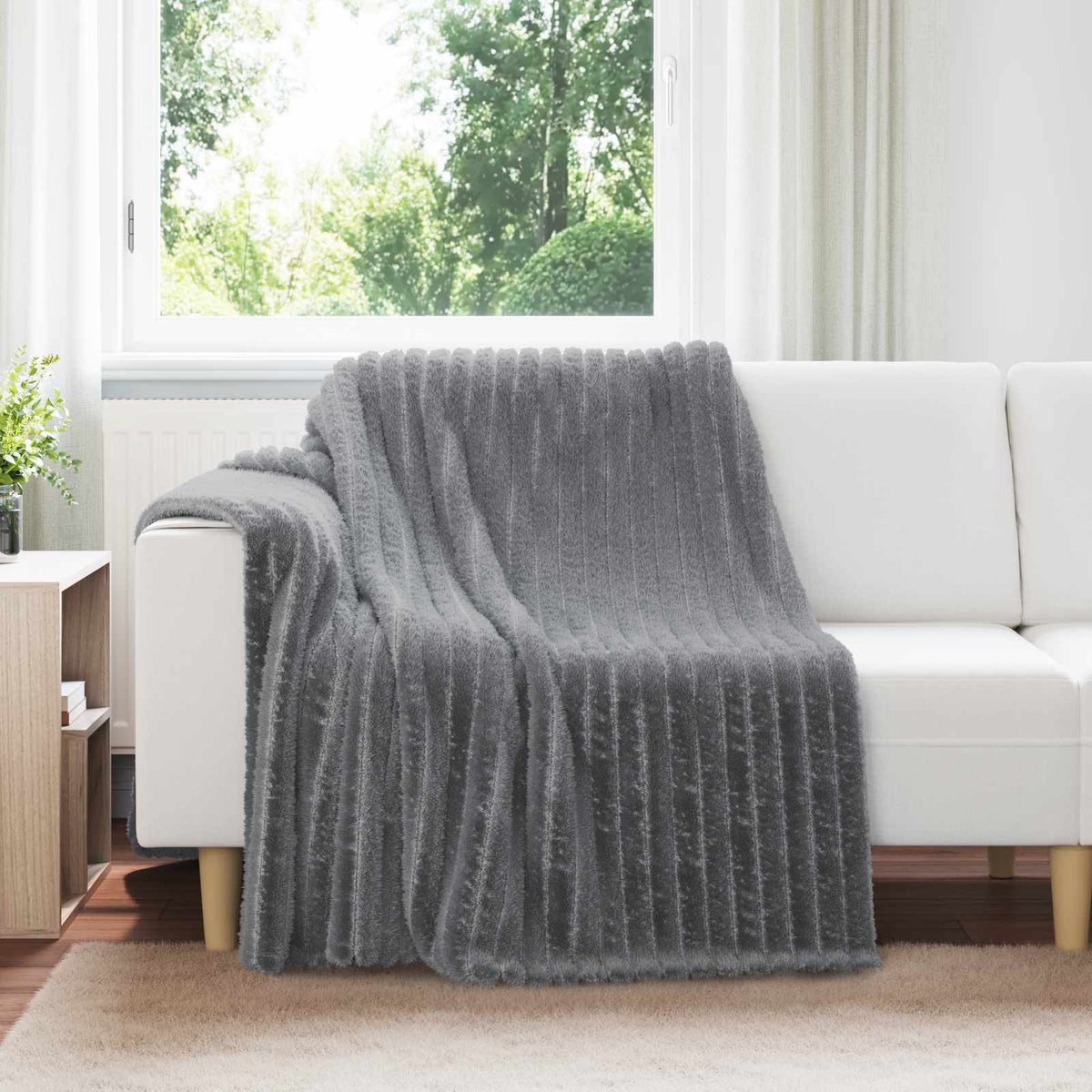 Vidaxl gooi deken donkergrijs 200 x 150 cm fleece