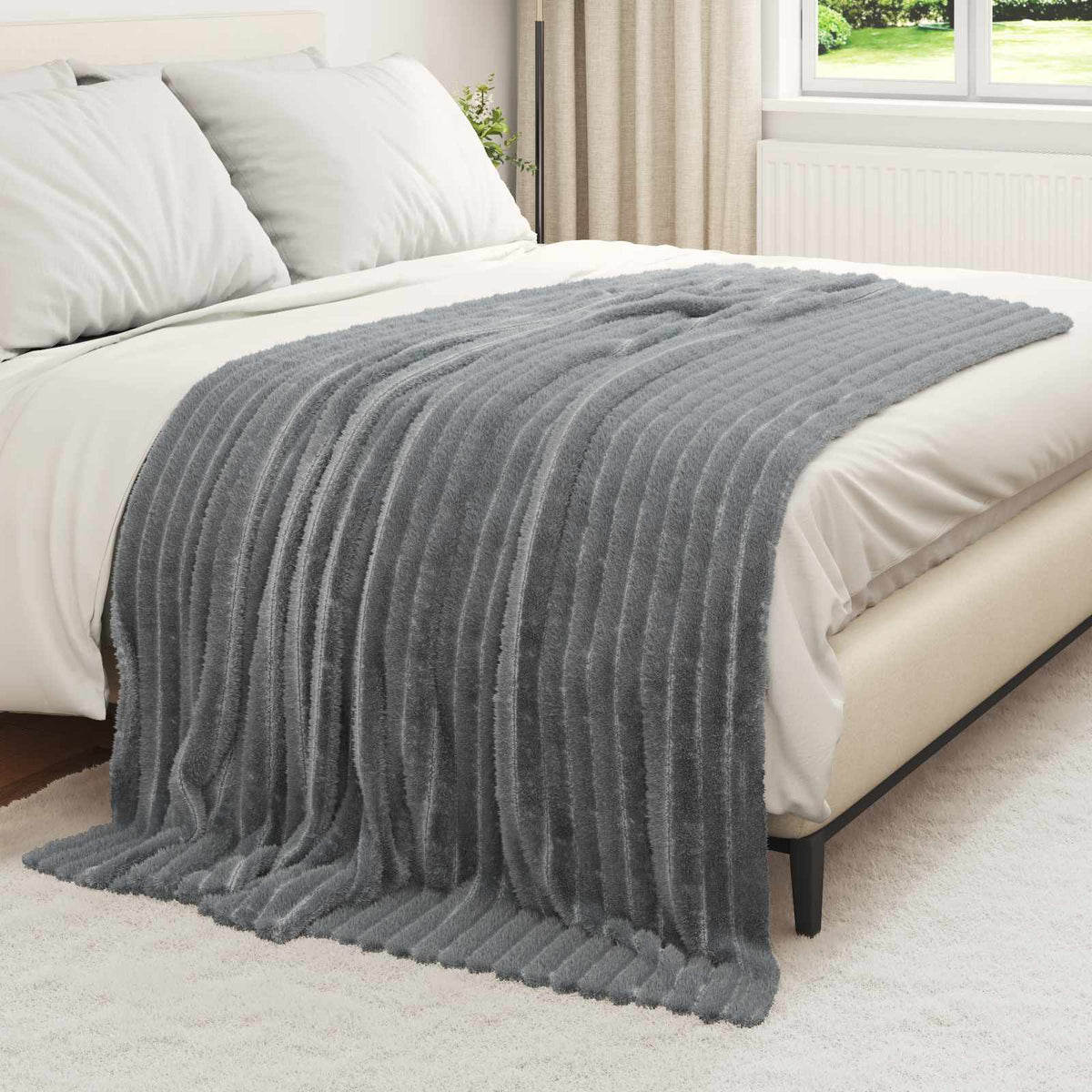 Vidaxl gooi deken donkergrijs 200 x 150 cm fleece