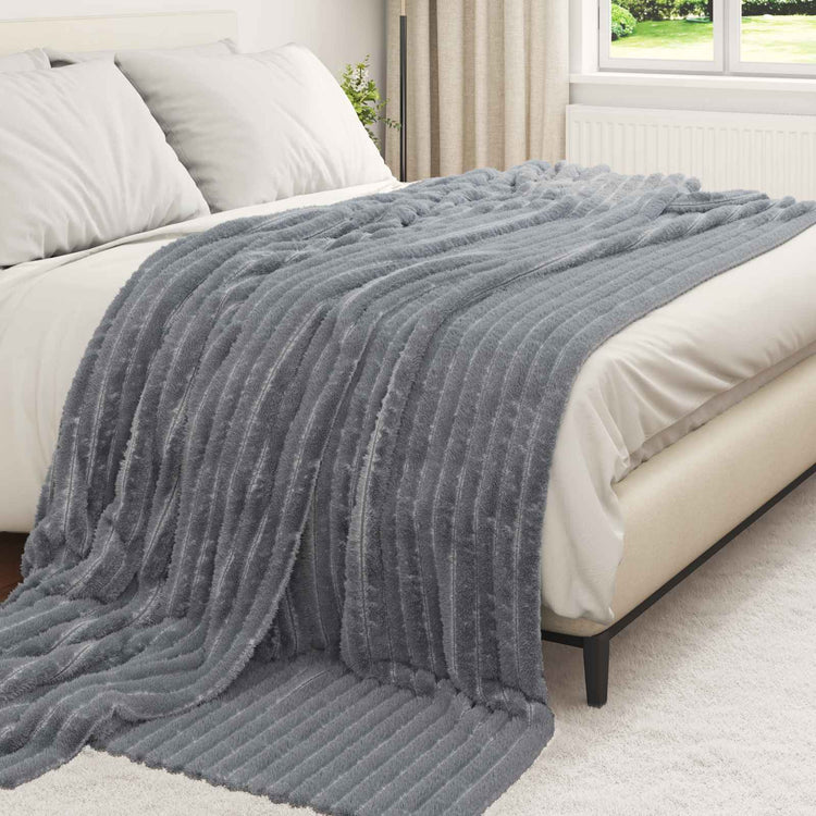 Vidaxl plaid donkergrijs 240 x 220 cm 1.36 kg fleece