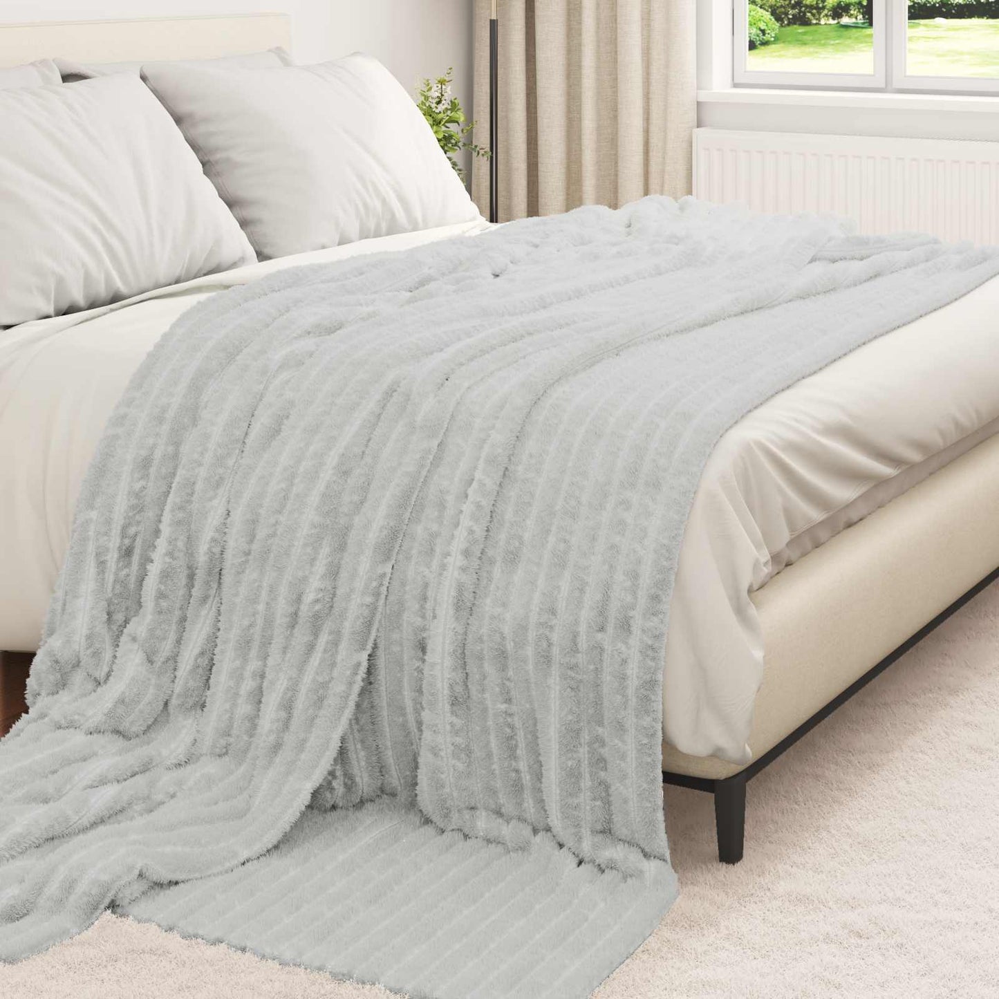 Vidaxl gooi deken grijs 240 x 220 cm fleece