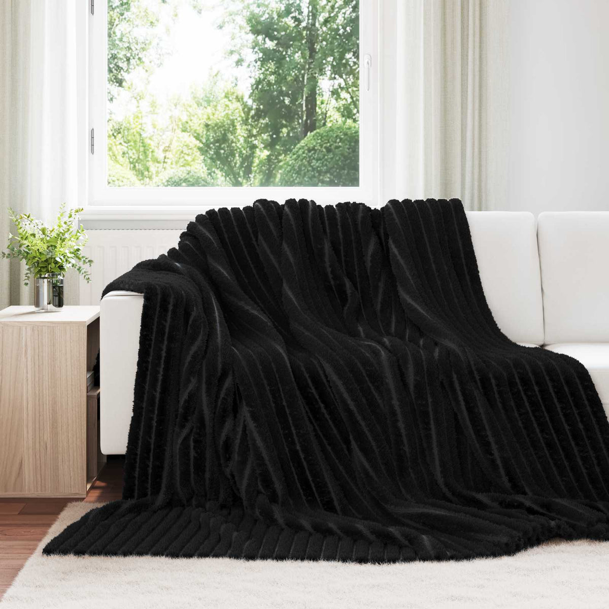 Vidaxl gooi deken zwart 270 x 240 cm fleece