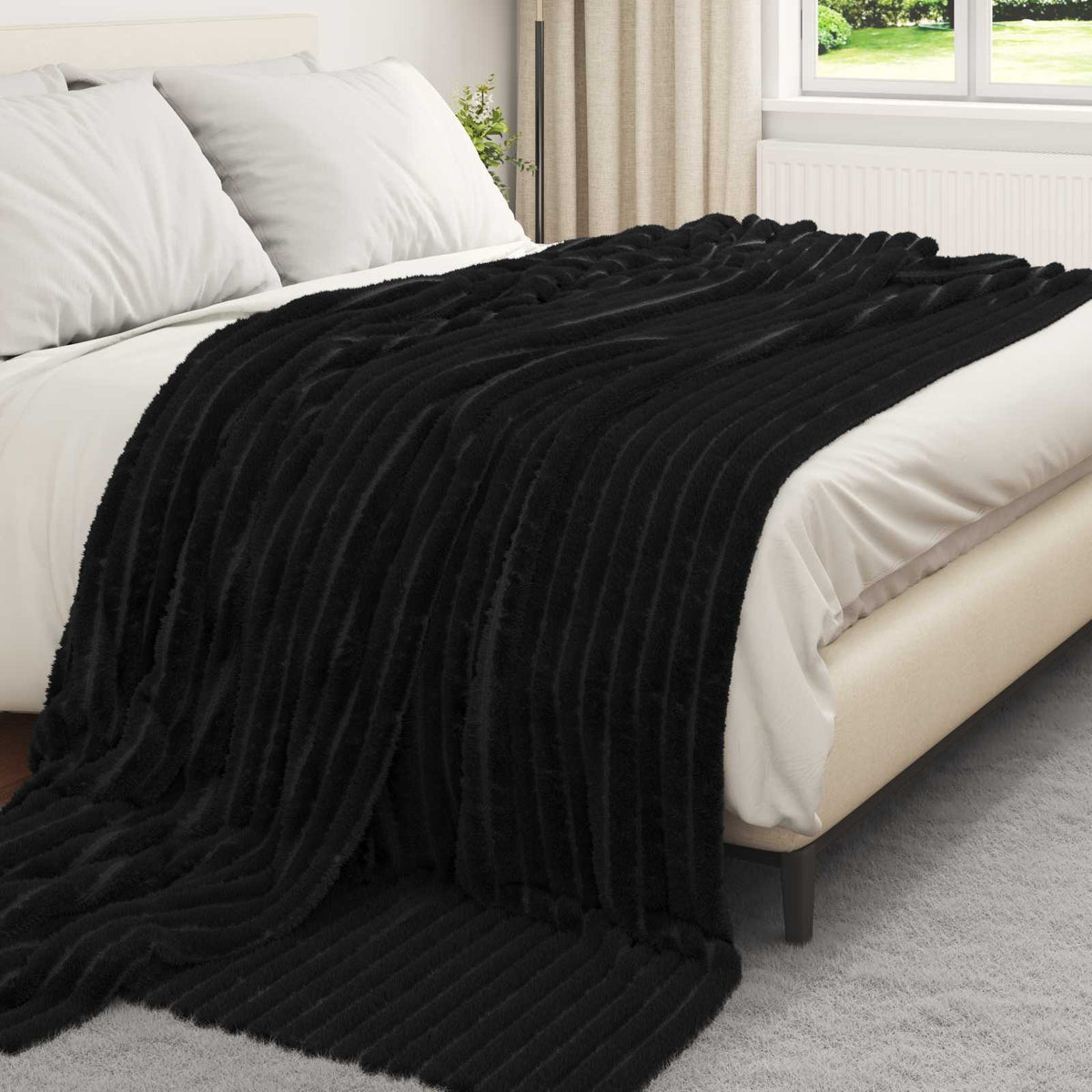 Vidaxl gooi deken zwart 270 x 240 cm fleece